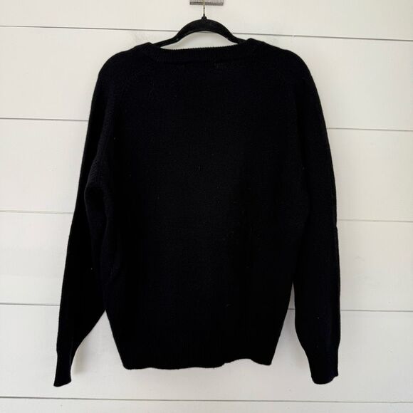Vintage Heather & Tweed Women’s Medium Black 100% Lambswool Sweater - Picture 3 of 4